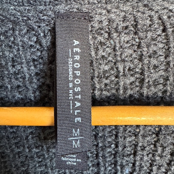 Aeropostale Long Sleeve Chunky Knit Open Front Draped Cardigan Charcoal Medium - Picture 3 of 12